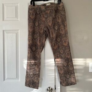 Free People tan paisley print corduroy jean pants